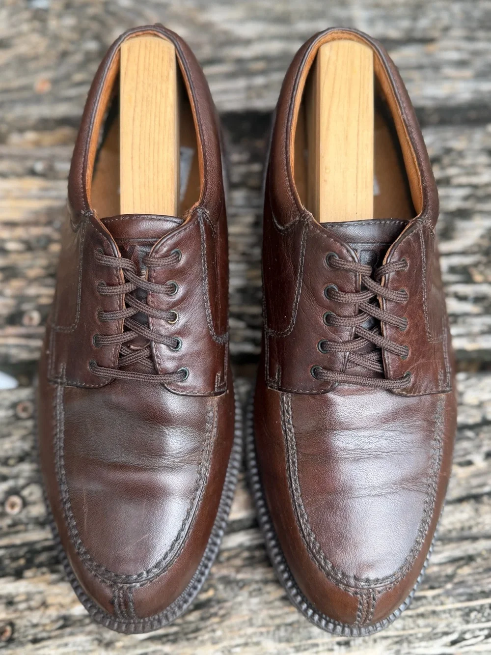 Frye Taylor Men’s Sz 7.5 Split Toe Brown Full Grain Leather Lace Up Oxford Shoes